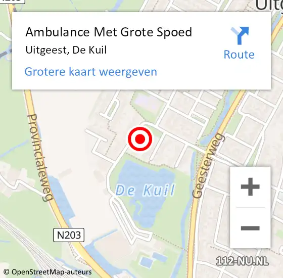 Locatie op kaart van de 112 melding: Ambulance Met Grote Spoed Naar Uitgeest, De Kuil op 1 mei 2023 21:07