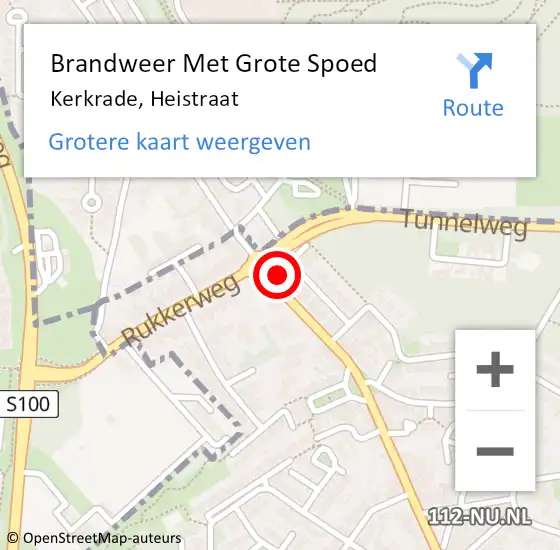 Locatie op kaart van de 112 melding: Brandweer Met Grote Spoed Naar Kerkrade, Heistraat op 1 mei 2023 21:22