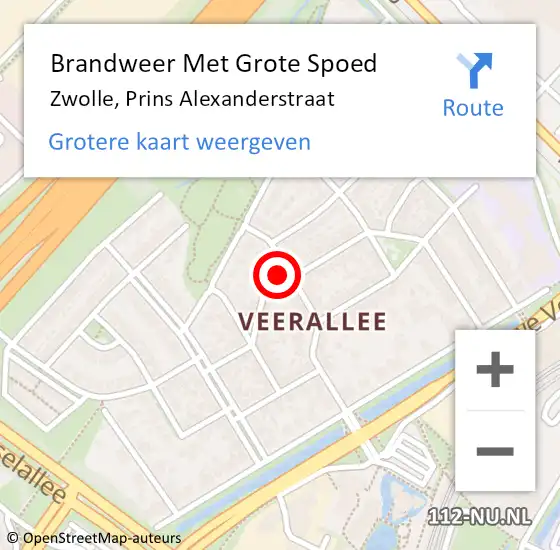 Locatie op kaart van de 112 melding: Brandweer Met Grote Spoed Naar Zwolle, Prins Alexanderstraat op 1 mei 2023 21:29