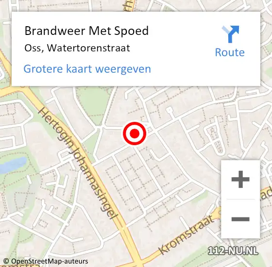 Locatie op kaart van de 112 melding: Brandweer Met Spoed Naar Oss, Watertorenstraat op 1 mei 2023 21:32