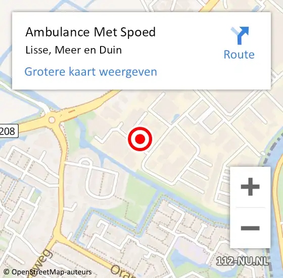 Locatie op kaart van de 112 melding: Ambulance Met Spoed Naar Lisse, Meer en Duin op 1 mei 2023 22:22