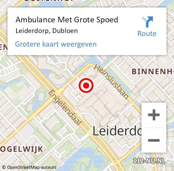 Locatie op kaart van de 112 melding: Ambulance Met Grote Spoed Naar Leiderdorp, Dubloen op 1 mei 2023 22:29