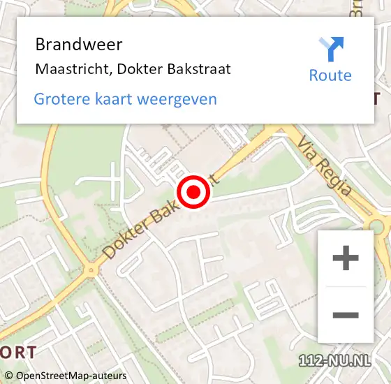 Locatie op kaart van de 112 melding: Brandweer Maastricht, Dokter Bakstraat op 24 augustus 2014 02:54