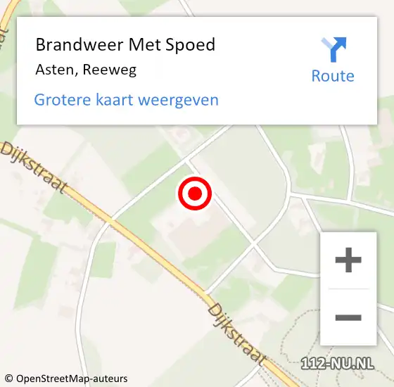 Locatie op kaart van de 112 melding: Brandweer Met Spoed Naar Asten, Reeweg op 1 mei 2023 22:56