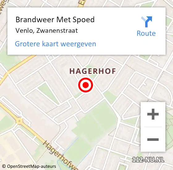 Locatie op kaart van de 112 melding: Brandweer Met Spoed Naar Venlo, Zwanenstraat op 1 mei 2023 22:57