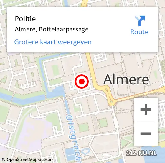 Locatie op kaart van de 112 melding: Politie Almere, Bottelaarpassage op 12 oktober 2013 13:38