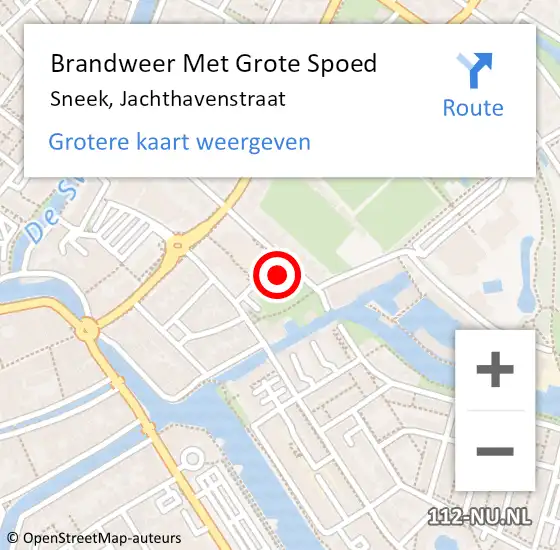 Locatie op kaart van de 112 melding: Brandweer Met Grote Spoed Naar Sneek, Jachthavenstraat op 1 mei 2023 23:07