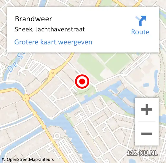 Locatie op kaart van de 112 melding: Brandweer Sneek, Jachthavenstraat op 1 mei 2023 23:09