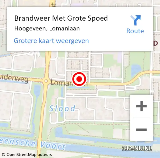 Locatie op kaart van de 112 melding: Brandweer Met Grote Spoed Naar Hoogeveen, Lomanlaan op 1 mei 2023 23:49