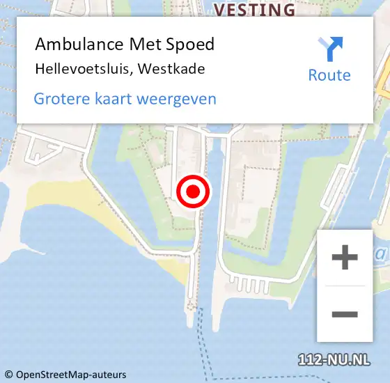Locatie op kaart van de 112 melding: Ambulance Met Spoed Naar Hellevoetsluis, Westkade op 1 mei 2023 23:50