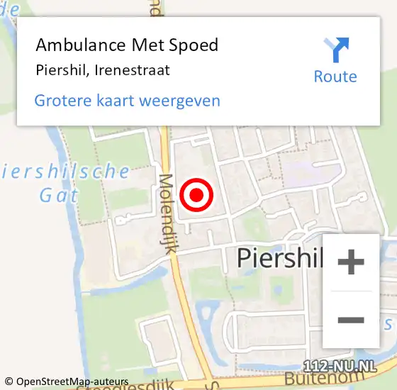 Locatie op kaart van de 112 melding: Ambulance Met Spoed Naar Piershil, Irenestraat op 1 mei 2023 23:51