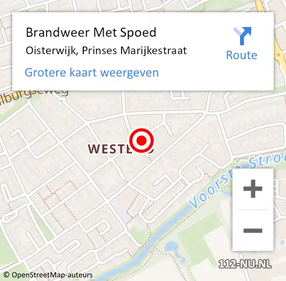 Locatie op kaart van de 112 melding: Brandweer Met Spoed Naar Oisterwijk, Prinses Marijkestraat op 2 mei 2023 00:54