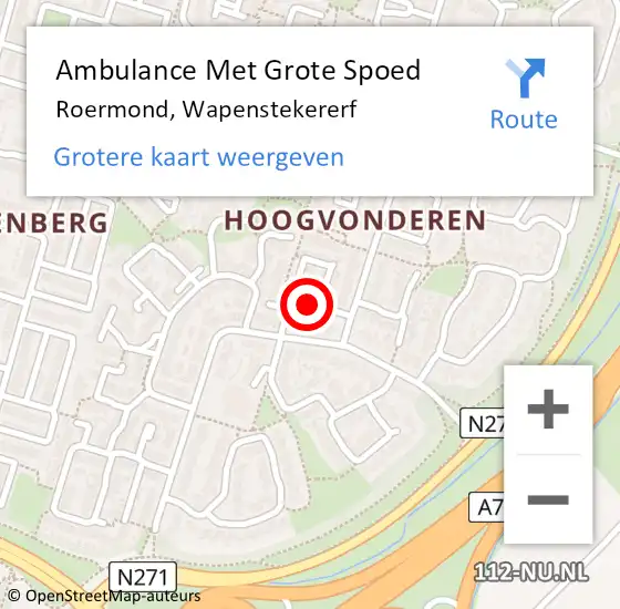 Locatie op kaart van de 112 melding: Ambulance Met Grote Spoed Naar Roermond, Wapenstekererf op 24 augustus 2014 03:08