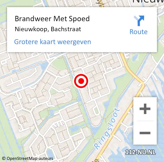 Locatie op kaart van de 112 melding: Brandweer Met Spoed Naar Nieuwkoop, Bachstraat op 2 mei 2023 01:59