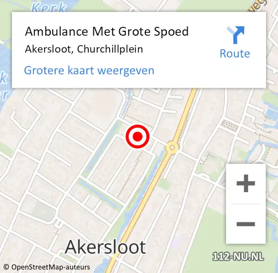 Locatie op kaart van de 112 melding: Ambulance Met Grote Spoed Naar Akersloot, Churchillplein op 2 mei 2023 04:33