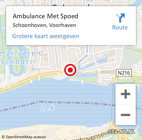 Locatie op kaart van de 112 melding: Ambulance Met Spoed Naar Schoonhoven, Voorhaven op 2 mei 2023 06:10