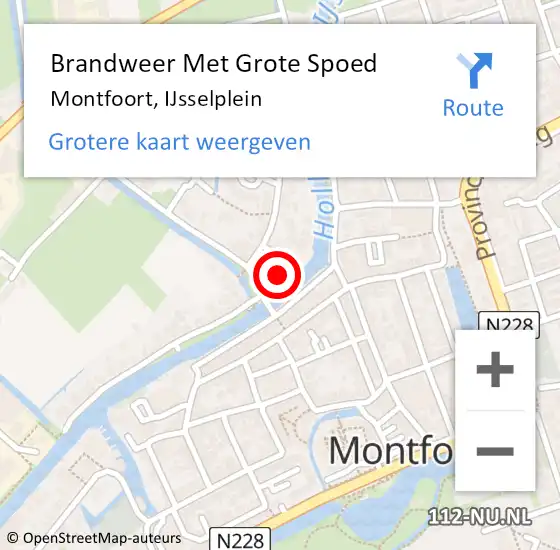 Locatie op kaart van de 112 melding: Brandweer Met Grote Spoed Naar Montfoort, IJsselplein op 2 mei 2023 08:56