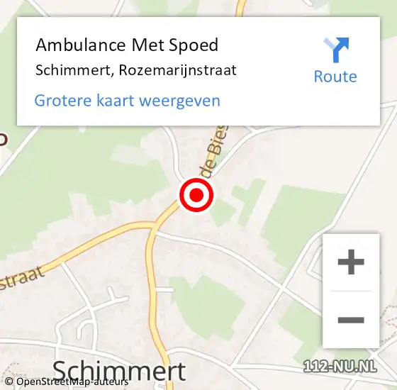 Locatie op kaart van de 112 melding: Ambulance Met Spoed Naar Schimmert, Rozemarijnstraat op 24 augustus 2014 03:48