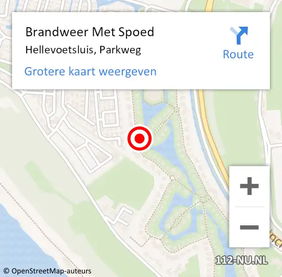 Locatie op kaart van de 112 melding: Brandweer Met Spoed Naar Hellevoetsluis, Parkweg op 2 mei 2023 09:02