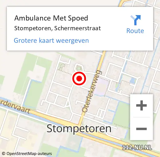 Locatie op kaart van de 112 melding: Ambulance Met Spoed Naar Stompetoren, Schermeerstraat op 2 mei 2023 09:03