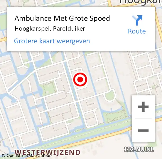 Locatie op kaart van de 112 melding: Ambulance Met Grote Spoed Naar Hoogkarspel, Parelduiker op 2 mei 2023 09:13