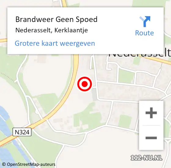 Locatie op kaart van de 112 melding: Brandweer Geen Spoed Naar Nederasselt, Kerklaantje op 24 augustus 2014 03:54