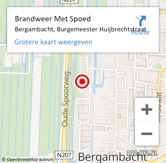 Locatie op kaart van de 112 melding: Brandweer Met Spoed Naar Bergambacht, Burgemeester Huijbrechtstraat op 2 mei 2023 10:28