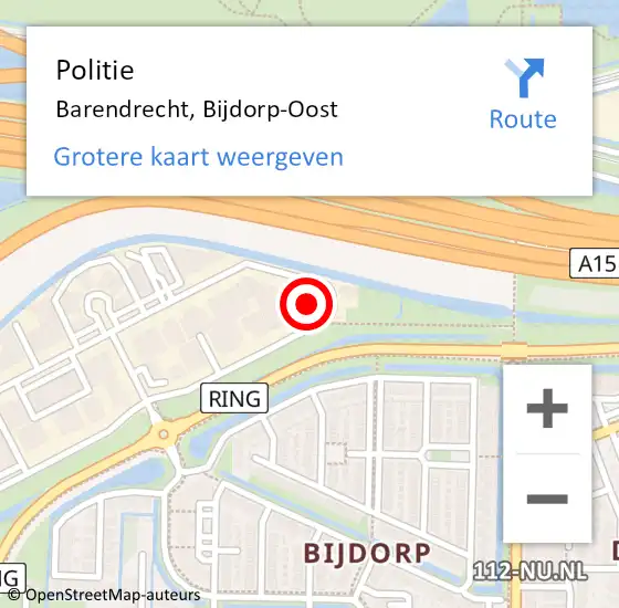 Locatie op kaart van de 112 melding: Politie Barendrecht, Bijdorp-Oost op 2 mei 2023 10:45