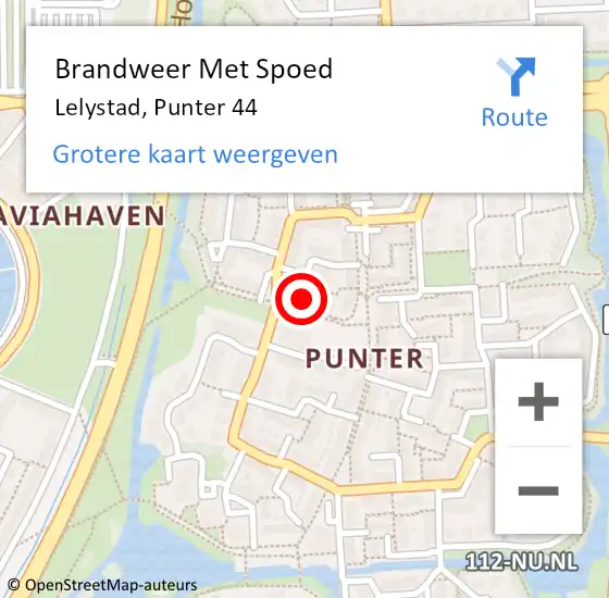 Locatie op kaart van de 112 melding: Brandweer Met Spoed Naar Lelystad, Punter 44 op 2 mei 2023 10:53