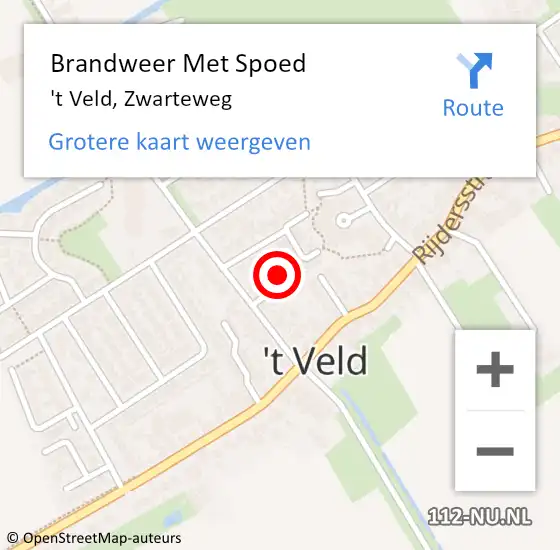 Locatie op kaart van de 112 melding: Brandweer Met Spoed Naar 't Veld, Zwarteweg op 2 mei 2023 10:55
