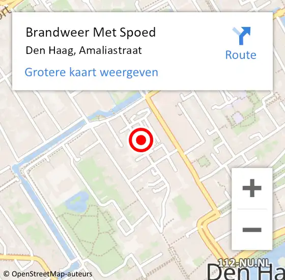 Locatie op kaart van de 112 melding: Brandweer Met Spoed Naar Den Haag, Amaliastraat op 2 mei 2023 10:58