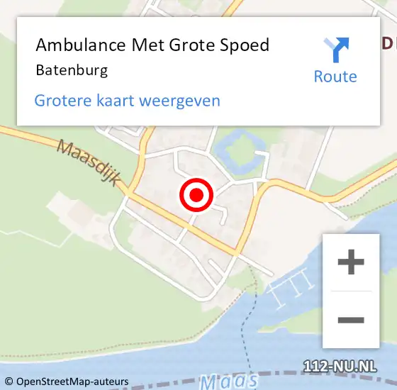 Locatie op kaart van de 112 melding: Ambulance Met Grote Spoed Naar Batenburg op 2 mei 2023 11:18