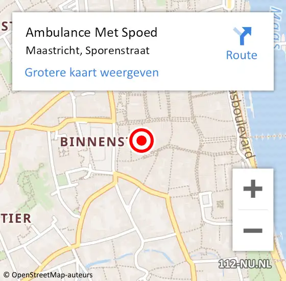 Locatie op kaart van de 112 melding: Ambulance Met Spoed Naar Maastricht, Sporenstraat op 2 mei 2023 11:22