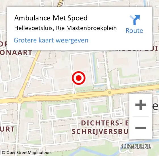 Locatie op kaart van de 112 melding: Ambulance Met Spoed Naar Hellevoetsluis, Rie Mastenbroekplein op 2 mei 2023 11:25