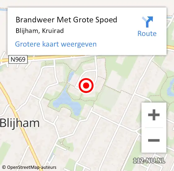 Locatie op kaart van de 112 melding: Brandweer Met Grote Spoed Naar Blijham, Kruirad op 2 mei 2023 11:26