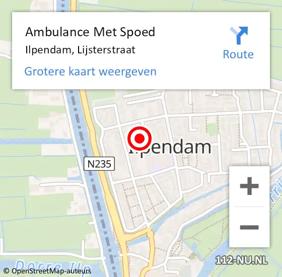 Locatie op kaart van de 112 melding: Ambulance Met Spoed Naar Ilpendam, Lijsterstraat op 2 mei 2023 11:38