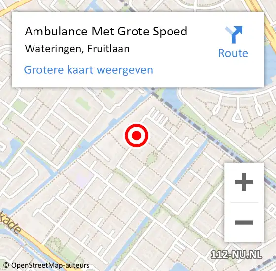 Locatie op kaart van de 112 melding: Ambulance Met Grote Spoed Naar Wateringen, Fruitlaan op 2 mei 2023 12:04