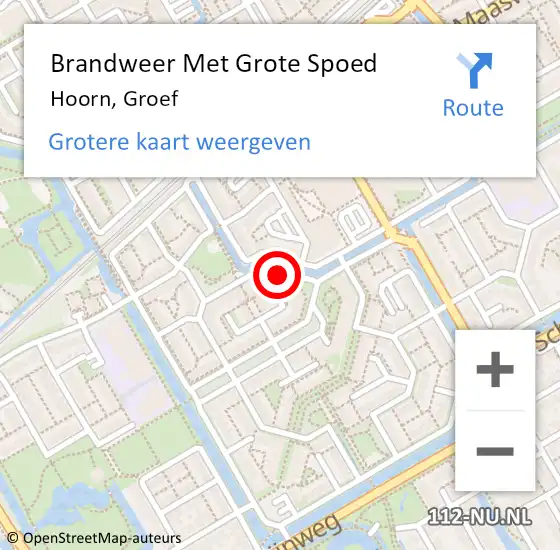 Locatie op kaart van de 112 melding: Brandweer Met Grote Spoed Naar Hoorn, Groef op 2 mei 2023 12:25