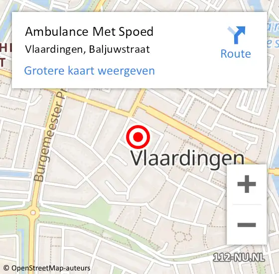 Locatie op kaart van de 112 melding: Ambulance Met Spoed Naar Vlaardingen, Baljuwstraat op 2 mei 2023 12:42