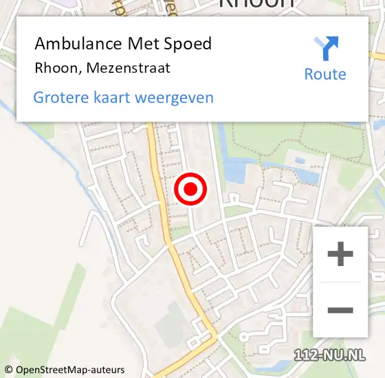 Locatie op kaart van de 112 melding: Ambulance Met Spoed Naar Rhoon, Mezenstraat op 2 mei 2023 12:57