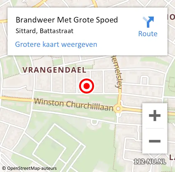 Locatie op kaart van de 112 melding: Brandweer Met Grote Spoed Naar Sittard, Battastraat op 2 mei 2023 13:11