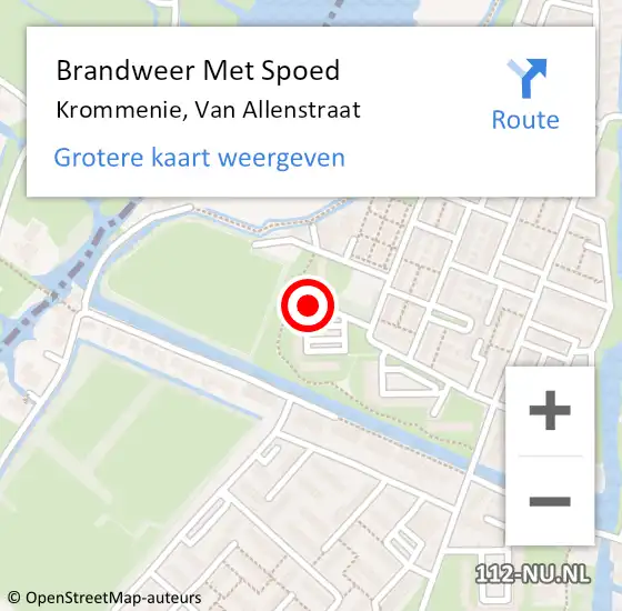 Locatie op kaart van de 112 melding: Brandweer Met Spoed Naar Krommenie, Van Allenstraat op 2 mei 2023 13:35