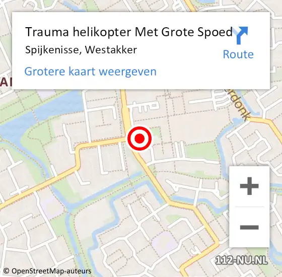 Locatie op kaart van de 112 melding: Trauma helikopter Met Grote Spoed Naar Spijkenisse, Westakker op 2 mei 2023 13:52
