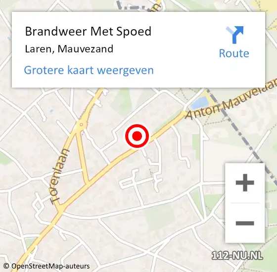 Locatie op kaart van de 112 melding: Brandweer Met Spoed Naar Laren, Mauvezand op 2 mei 2023 13:52