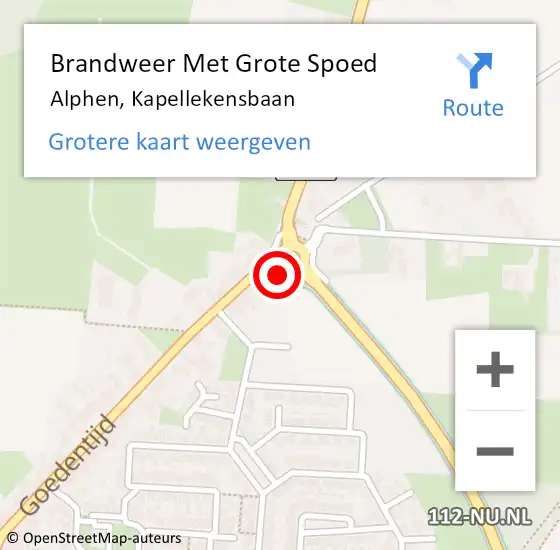 Locatie op kaart van de 112 melding: Brandweer Met Grote Spoed Naar Alphen, Kapellekensbaan op 2 mei 2023 14:03