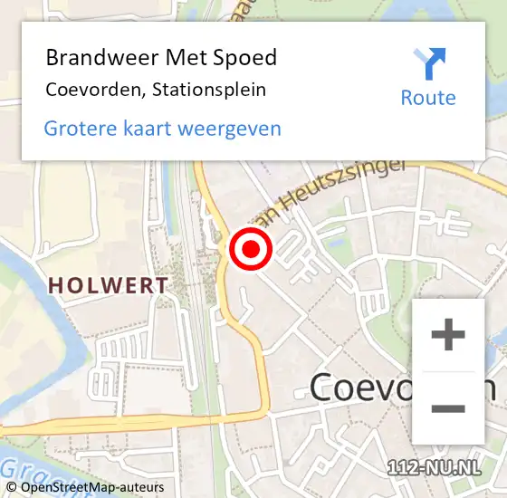 Locatie op kaart van de 112 melding: Brandweer Met Spoed Naar Coevorden, Stationsplein op 24 augustus 2014 05:00