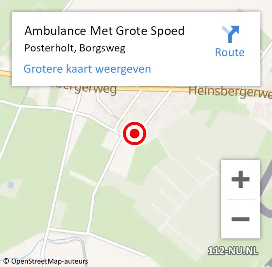 Locatie op kaart van de 112 melding: Ambulance Met Grote Spoed Naar Posterholt, Borgsweg op 2 mei 2023 14:05