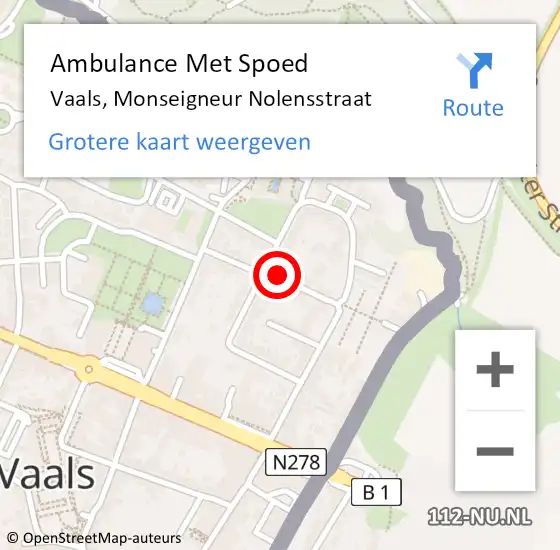 Locatie op kaart van de 112 melding: Ambulance Met Spoed Naar Vaals, Monseigneur Nolensstraat op 24 augustus 2014 05:07