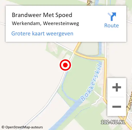 Locatie op kaart van de 112 melding: Brandweer Met Spoed Naar Werkendam, Weeresteinweg op 2 mei 2023 14:45