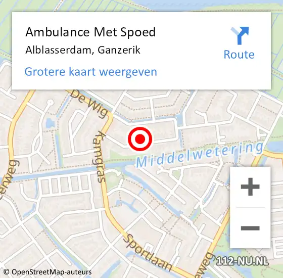 Locatie op kaart van de 112 melding: Ambulance Met Spoed Naar Alblasserdam, Ganzerik op 2 mei 2023 14:45